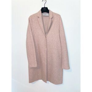 Harris Wharf London Dusty Rose Herringbone Silk Wool Cashmere Coat Size Medium